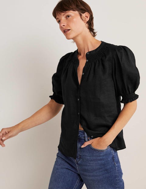Smocked short sleeve deals top