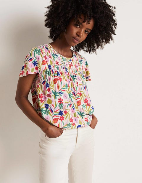 Layla Printed Smocked Top Multi Women Boden