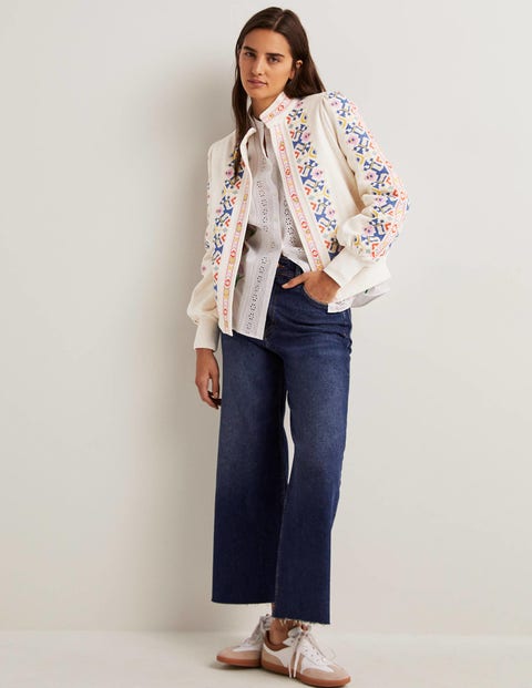 Embroidered Jersey Jacket Oatmeal Marl Embroidered