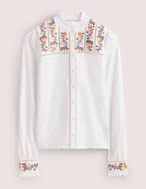 Embroidered Jersey Shirt - White