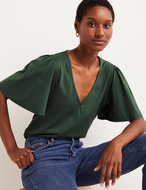 Supersoft Flutter Sleeve Top - Trekking Green