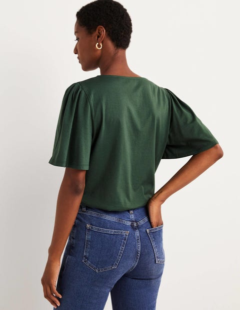 v neck flutter sleeve top