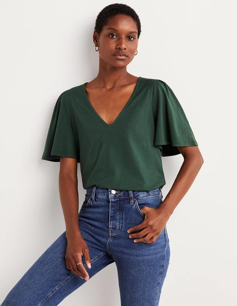 Supersoft Flutter Sleeve Top - Trekking Green