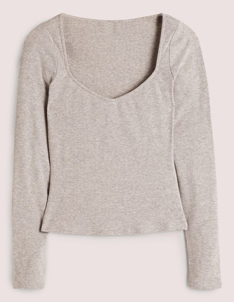 Soft Ribbed Sweetheart Top Grey Women Boden