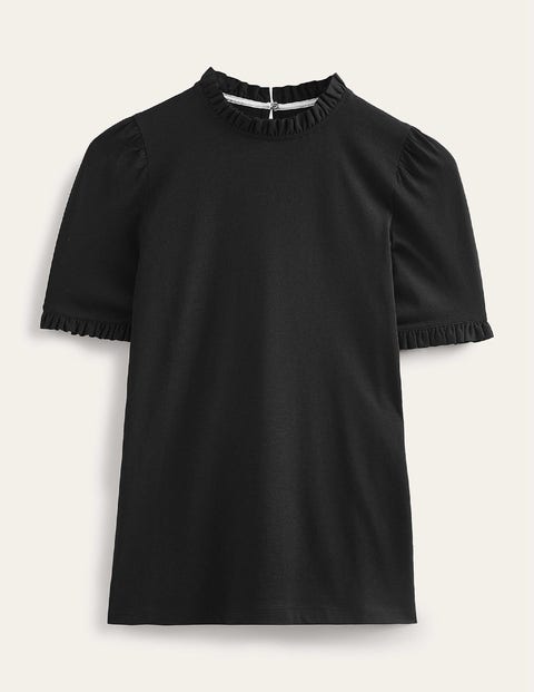 Boden Supersoft Frill Detail T-shirt Black Women