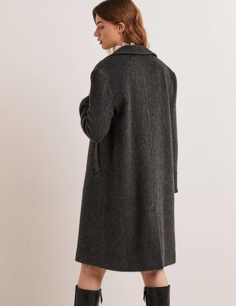 Wool Blend Collared Coat Grey Women Boden