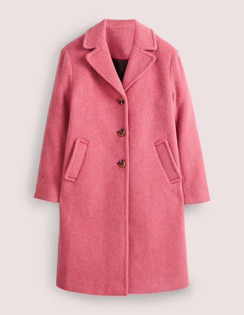 Wool Blend Collared Coat - Dusty Red | Boden US