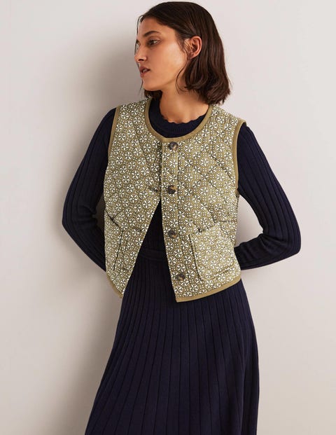 Boden Green Quilted Vest