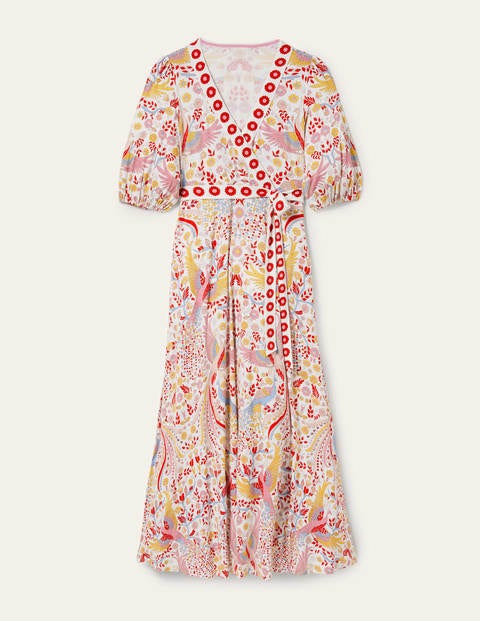 Fixed Wrap Jersey Maxi Dress Multi Enchanting Peacock Boden EU