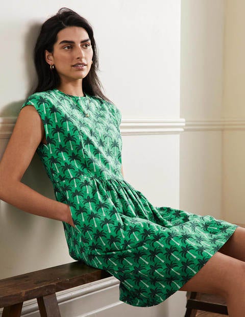 Jersey T-Shirt Dress - Green Lagoon, Paradise Palm | Boden US