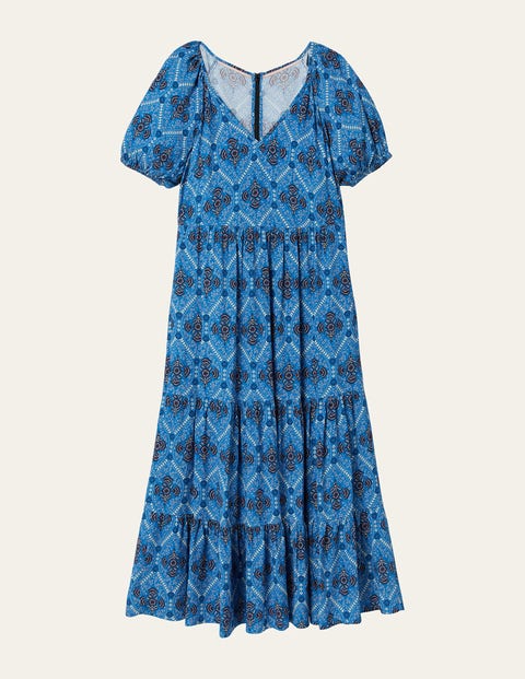 V-Neck Midi Dress - Mosaic Blue, Poppy Bloom | Boden EU