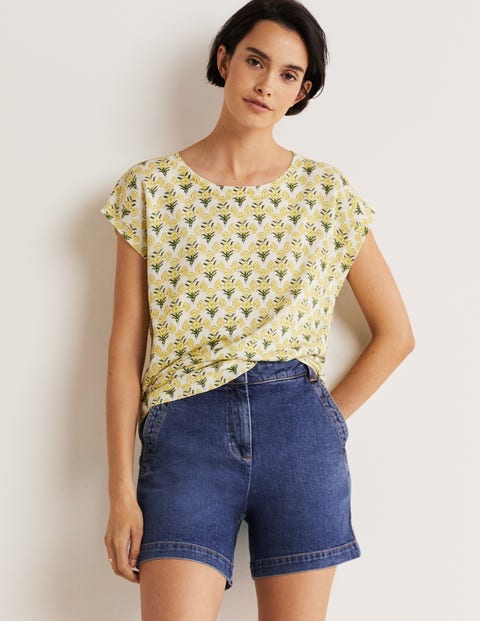 Printed Crew Neck Knitted Tank - Olive Oil, Poppy Geo | Boden US