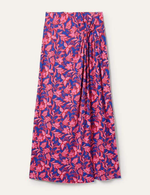 Knot Waist Jersey Midi Skirt - Strawberry Daiquiri, Flora | Boden US