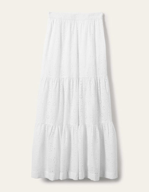 Hazel Broderie Maxi Skirt White Broderie