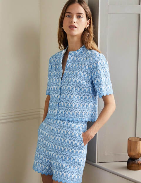 Tamsin Broderie Cotton Top - Dusty Blue | Boden US