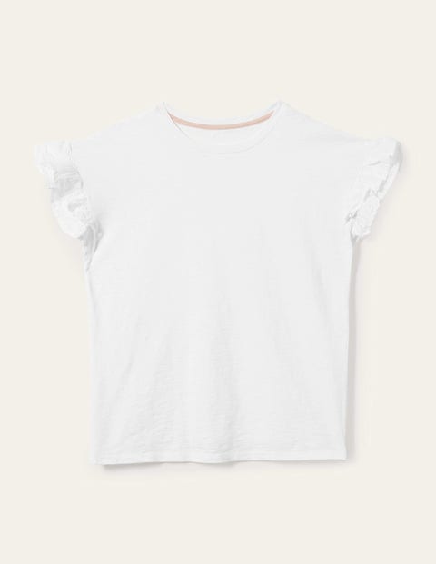 Woven Frill Sleeve T-shirt - White | Boden EU