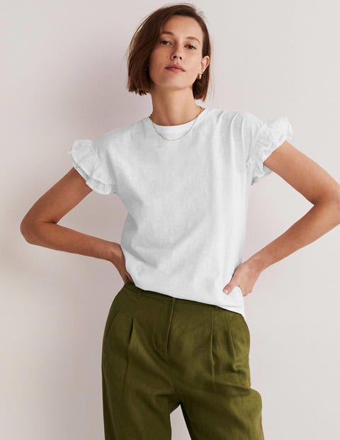 white t shirt frill sleeve
