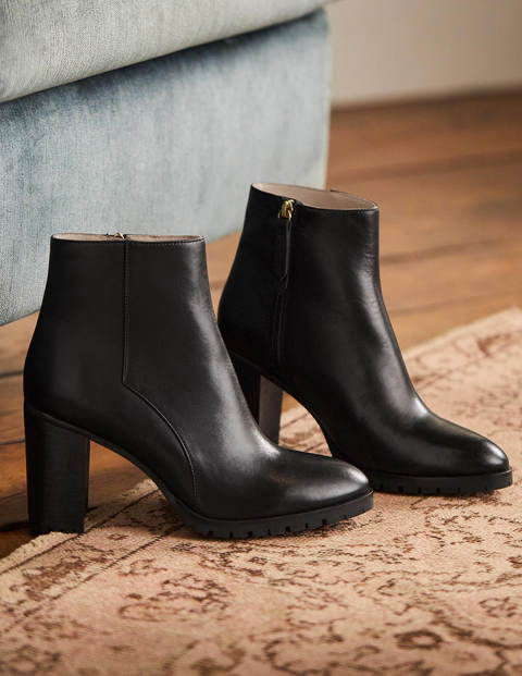 Heeled Leather Ankle Boots - Black Boden US