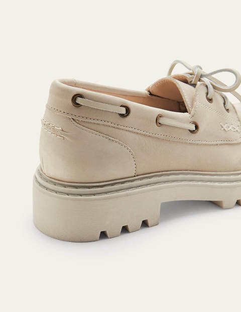 Chunky Sole Leather Deck Shoes - Pearl | Boden UK