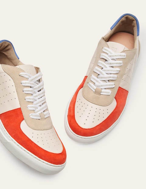 Lace Up Leather Trainers Firecracker