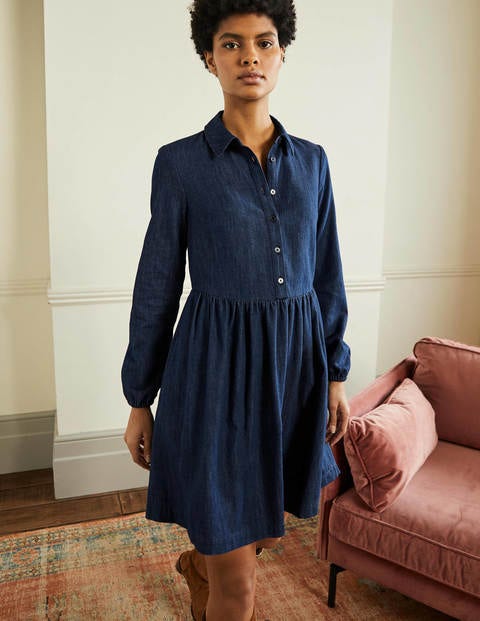 Denim Mini Shirt Dress - Denim | Boden UK