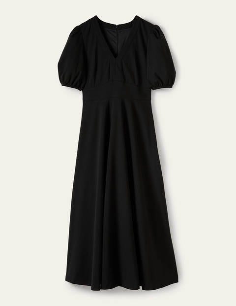 V-Neck Jersey Midi Dress - Black | Boden US