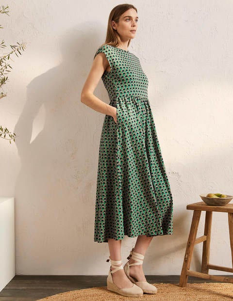 Easy T-Shirt Midi Dress - Irish Green, Sunrise Geo | Boden US