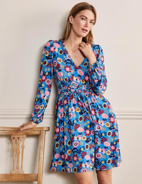 Jersey Mini Tea Dress - Moroccan Blue, Flora Bloom | Boden US