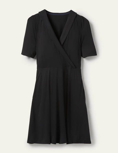 Fixed Wrap Jersey Dress - Black | Boden US