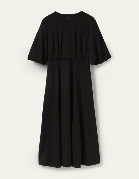 Full Skirt Ponte Midi Dress - Black 