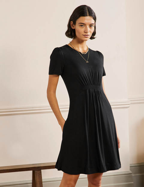 Boden Crew Neck Jersey Midi Dress Black Womens Dresses Boden Dresses 