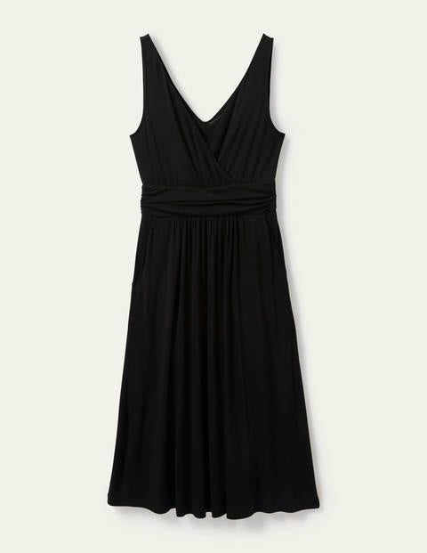Effie V-Neck Jersey Dress - Black | Boden US