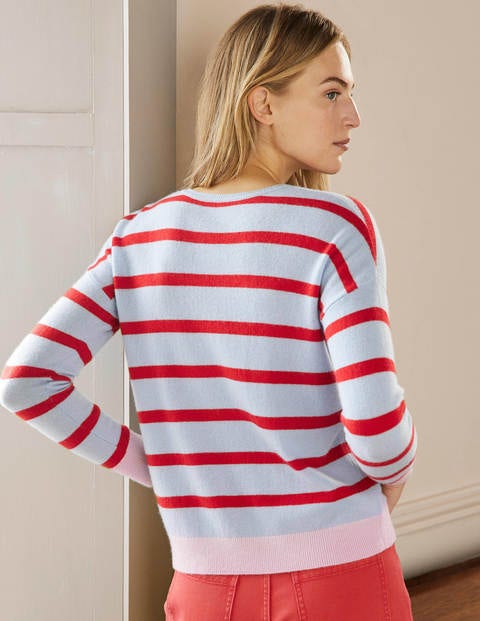 Striped Cashmere Jumper - Lapis Light Blue Stripe | Boden UK