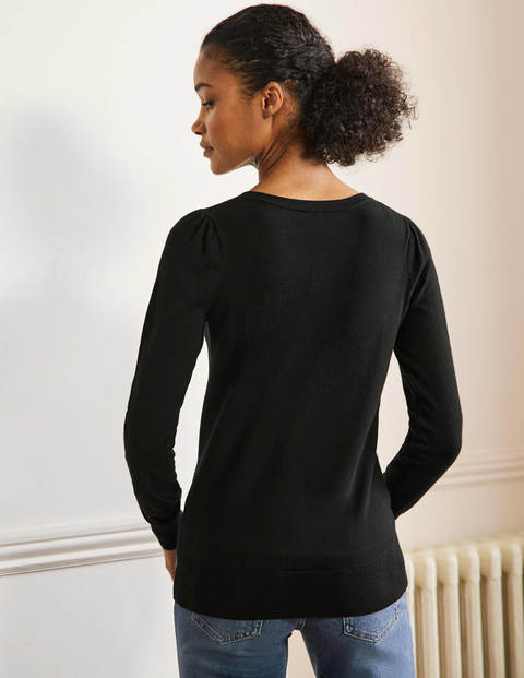 Cotton V-Neck Sweater - Black | Boden US