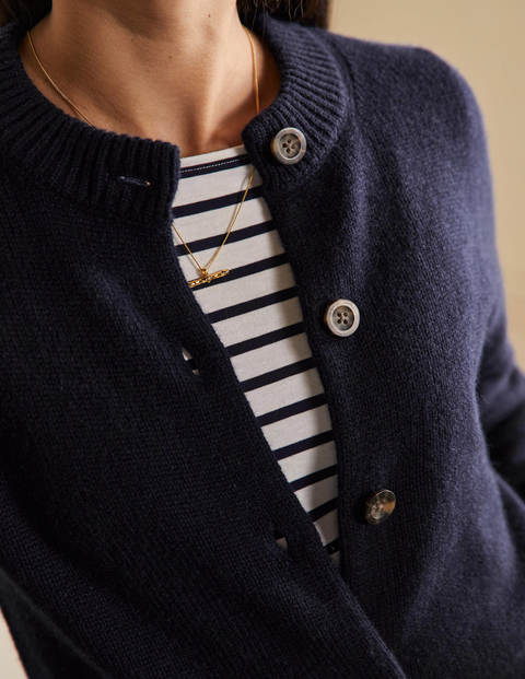Chunky Cashmere Cardigan - Navy | Boden US
