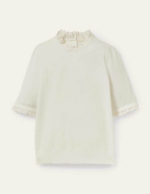 Woven Mix Knitted T-Shirt - Ivory | Boden US