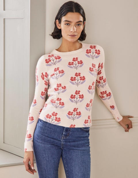 Printed Fluffy Jumper - Ivory 