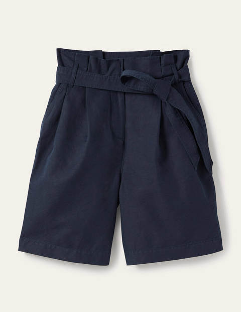 Paperbag-Shorts mit hoher Taille Damen Boden, NAV