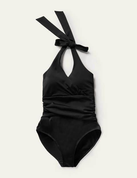 Levanzo Ruched Halter Swimsuit - Black | Boden UK