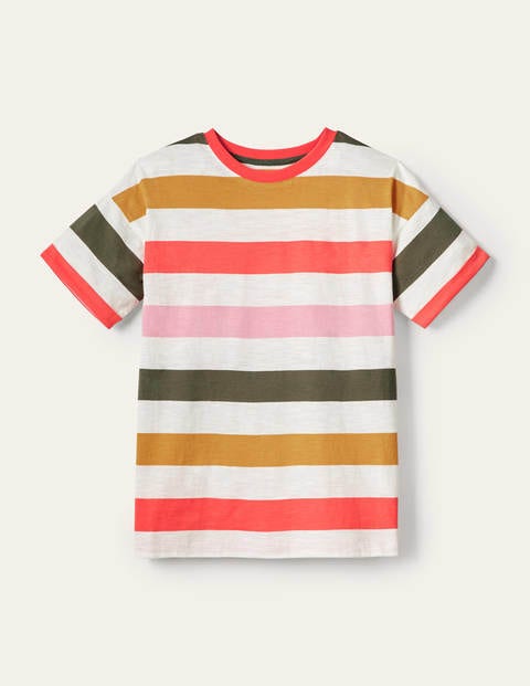 Turn Up Cuff Cotton T-shirt - Formica Pink, Hot Coral Multi | Boden US
