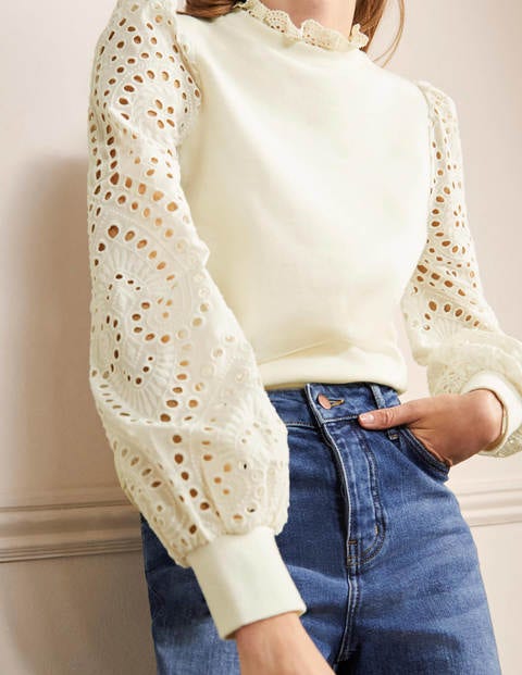Broderie sweatshirt top