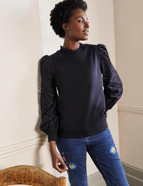 Broderie Blouson Sweatshirt - Navy | Boden AU
