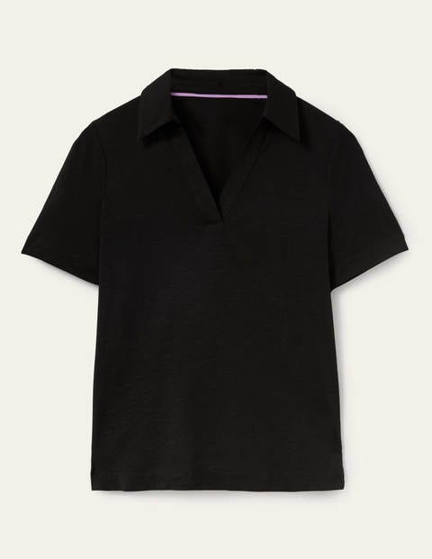 Cotton Polo Top - Black