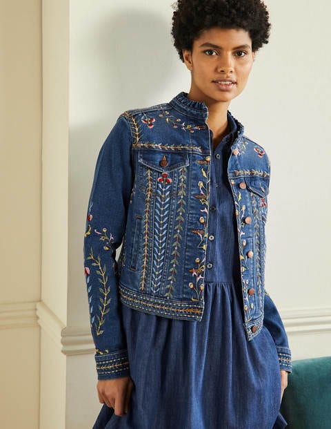 Carla Ruffle Collar Jacket - Light Vintage, Embroidered | Boden US