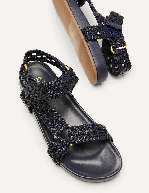 Woven Leather Sandals Navy