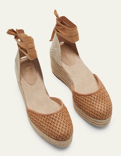 Compensées à talons façon espadrilles Femme Boden, TAN