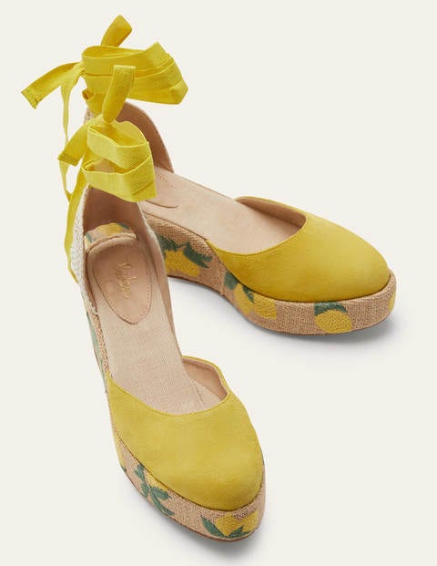 Compensées à talons façon espadrilles Femme Boden, YEL