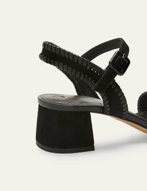 Block Heel Suede Sandals - Black | Boden US