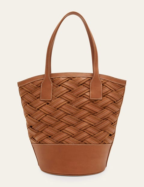 Woven Leather Bag - Tan