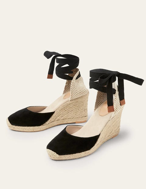 Compensées à talons Cassie façon espadrilles Femme Boden, BLK